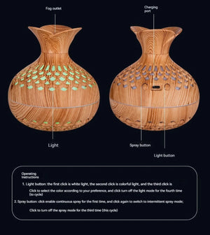 Elegant Wood Grain Flower Humidifier