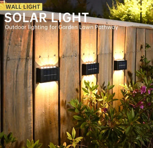 2Pcs-Solar Powered Outdoor Wall Lamp