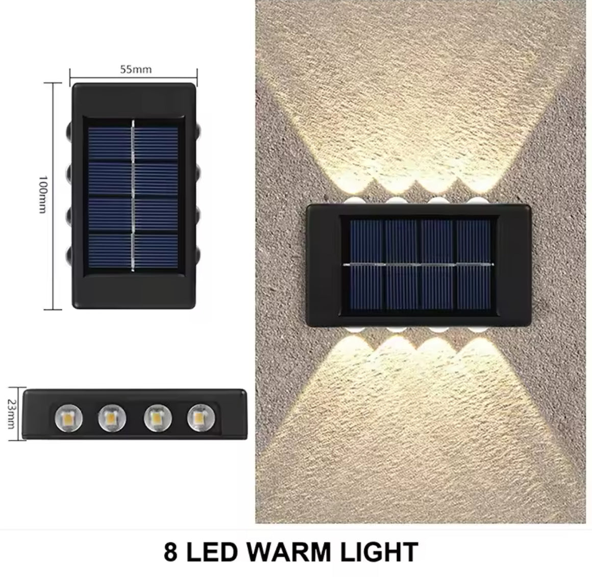 2Pcs-Solar Powered Outdoor Wall Lamp